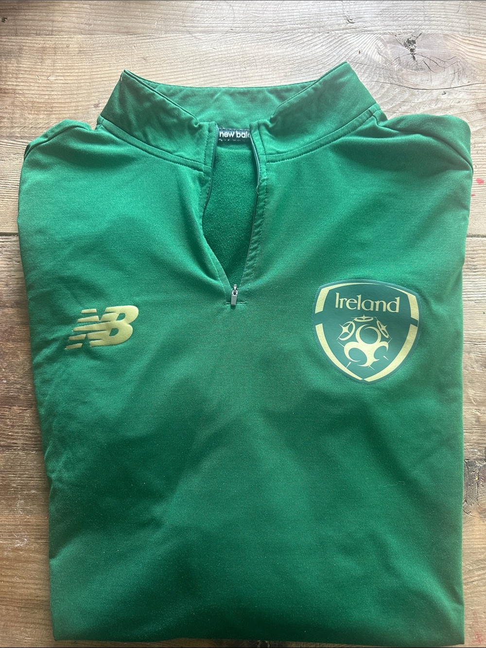 New Balance Green Ireland Football Top with Gold Logos